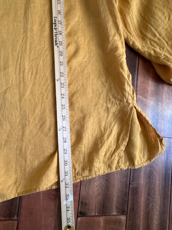 Minimalist Linen Button Blouse Mustard Oversized Relaxed Capsule - Picture 10 of 10